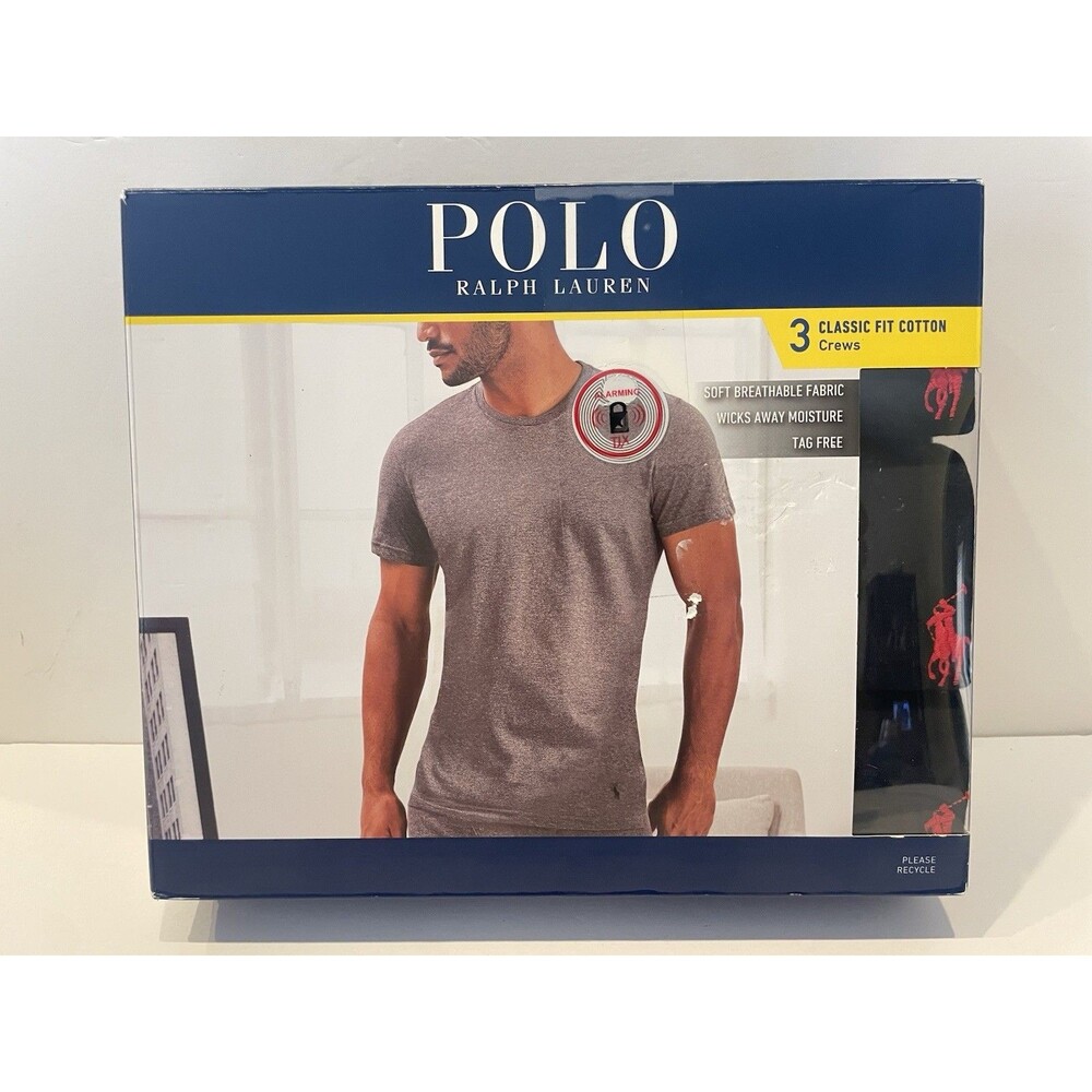 Polo Ralph Lauren NCCNP3 Classic Fit Large 100% Cotton Crew T-Shirt - 3 Pack